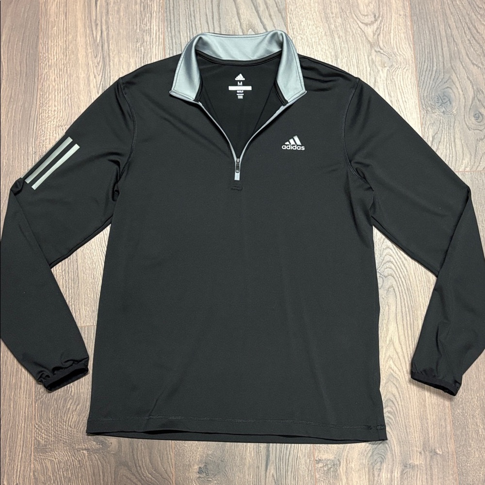 Adidas Golf Quarter Zip Pullover Black Gray Men’s Medium NWOT - Picture 2 of 6